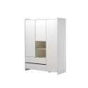 Armoire 3 portes SATSUKI - Pin massif, blanc