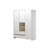 Armoire 3 portes SATSUKI - Pin massif, blanc