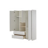 Armoire 3 portes SATSUKI - Pin massif, blanc