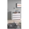 Commode 3 tiroirs SATSUKI - Pin massif, blanc