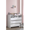 Commode 3 tiroirs SATSUKI - Pin massif, blanc