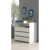 Commode 3 tiroirs SATSUKI - Pin massif, blanc