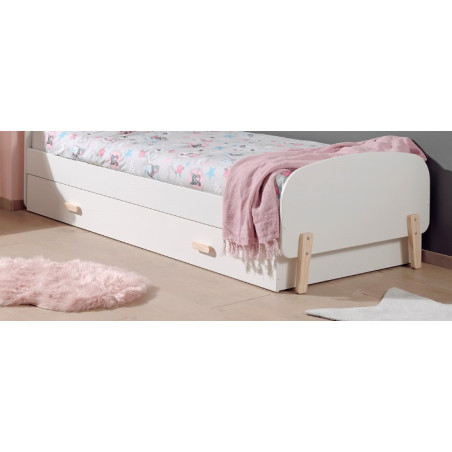 Lit gigogne SATSUKI 90 x 190 cm - Pin massif, blanc