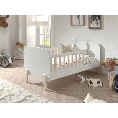 Lit junior SATSUKI 70 x 140 cm - Pin massif, blanc