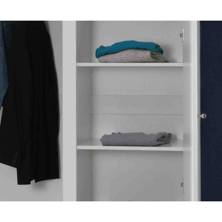 Armoire 2 portes étagère supplémentaire DOROTHY - Panneaux de particules, blanc