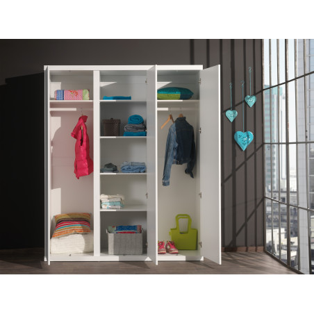 Armoire 3 portes étagère supplémentaire (2 pcs) DOROTHY - Panneaux de particules, blanc
