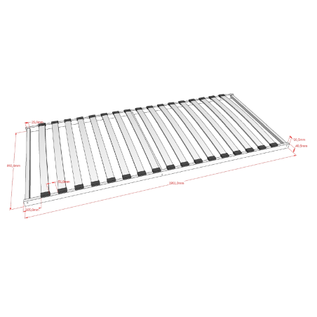Sommier cadre 17 lattes AGNAN 90 x 200 cm - Bois massif