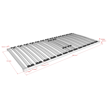Sommier cadre 26 lattes AGNAN 90 x 200 cm - Bois massif