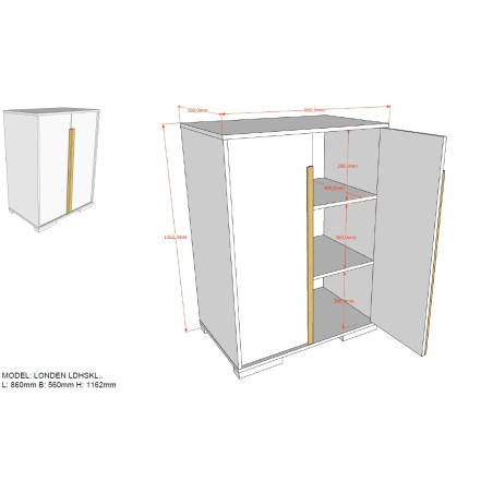 Armoire 2 portes pour ldhs9080 BERT - Panneaux de particules, anthracite
