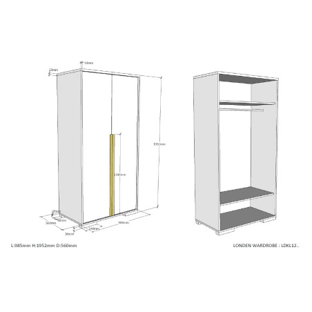 Armoire 2 portes BERT - Panneaux de particules, anthracite
