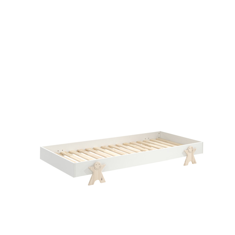 Lit smiley GEPPETTO 90 x 200 cm - Pin massif, blanc