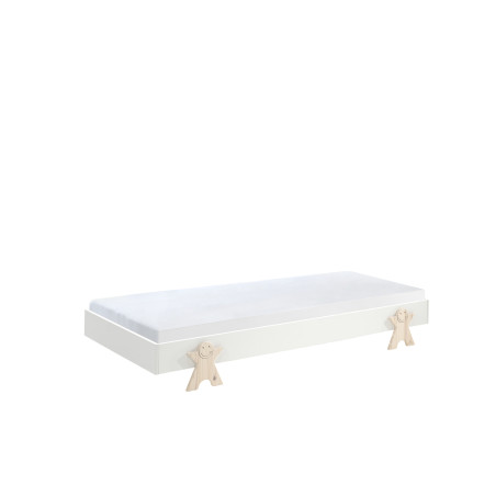 Lit smiley GEPPETTO 90 x 200 cm - Pin massif, blanc