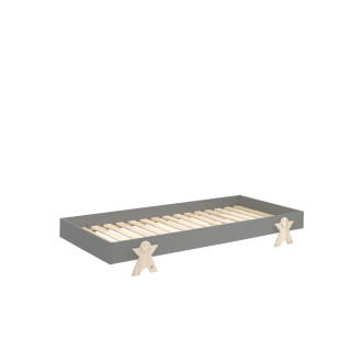 Lit smiley GEPPETTO 90 x 200 cm - Pin massif, gris