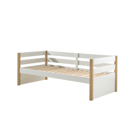 Lit capitaine (90) MADELEINE 90 x 200 cm - Pin massif, nature/blanc