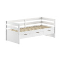 Lit capitaine (92) MADELEINE 90 x 200 cm - Pin massif, blanc