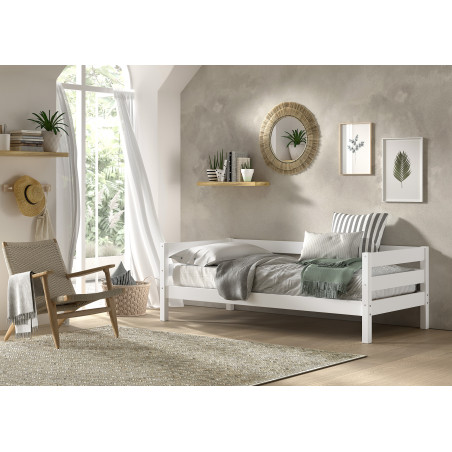 Lit capitaine (93) MADELEINE 90 x 200 cm - Pin massif, blanc