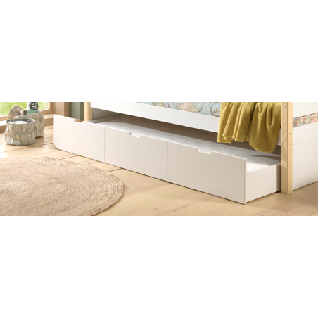 Lit gigogne MADELEINE 90 x 190 cm - Pin massif, blanc
