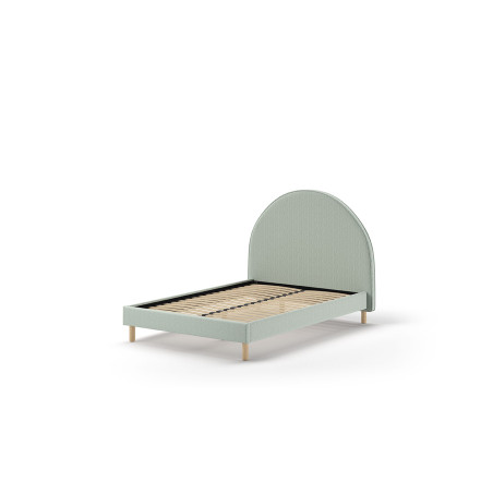 Lit bouclé SHEETA 140 x 200 cm - Hévéa, vert olive