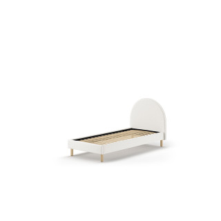 Lit bouclé SHEETA 90 x 200 cm - Hévéa, blanc