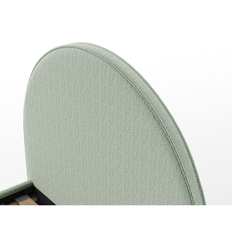 Lit bouclé SHEETA 90 x 200 cm - Hévéa, vert olive