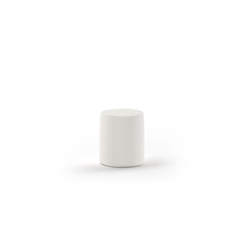Pouf bouclé SHEETA - 100% Polyester, blanc