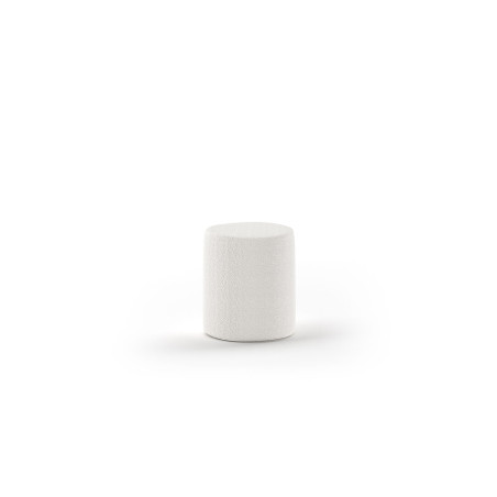 Pouf bouclé SHEETA - 100% Polyester, blanc