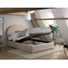 Lit coffre lit bouclé SHEETA 140 x 200 cm - Hévéa, rose