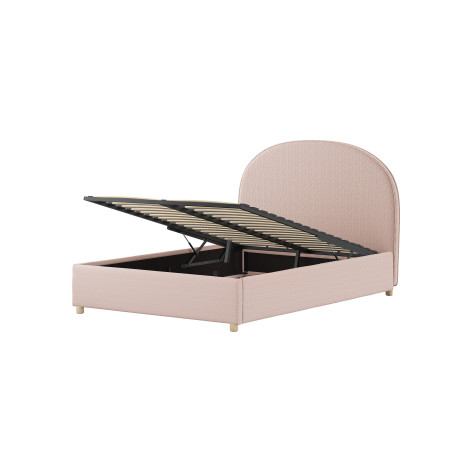 Lit coffre lit bouclé SHEETA 140 x 200 cm - Hévéa, rose