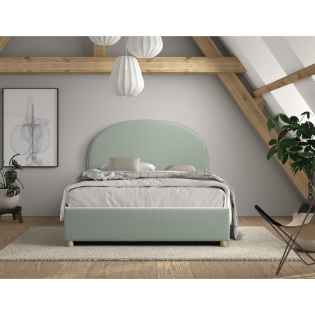 Lit coffre lit bouclé SHEETA 140 x 200 cm - Hévéa, vert