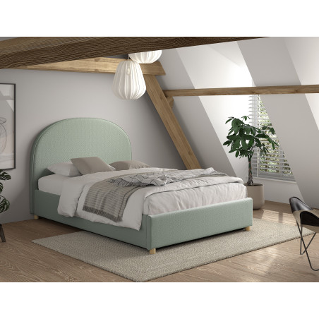 Lit coffre lit bouclé SHEETA 140 x 200 cm - Hévéa, vert