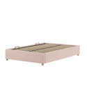 Lit coffre cadre de lit bouclé SHEETA 140 x 200 cm - Hévéa, rose