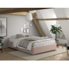 Lit coffre cadre de lit bouclé SHEETA 140 x 200 cm - Hévéa, rose