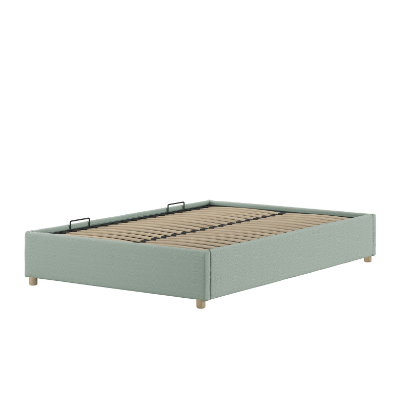 Lit coffre cadre de lit bouclé SHEETA 140 x 200 cm - Hévéa, vert