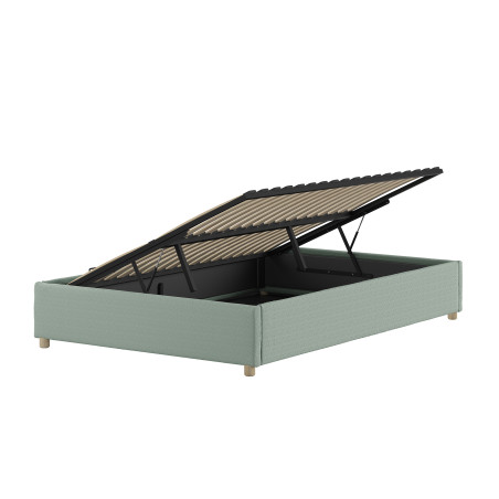 Lit coffre cadre de lit bouclé SHEETA 140 x 200 cm - Hévéa, vert
