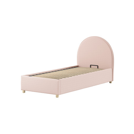 Lit coffre lit bouclé SHEETA 90 x 200 cm - Hévéa, rose
