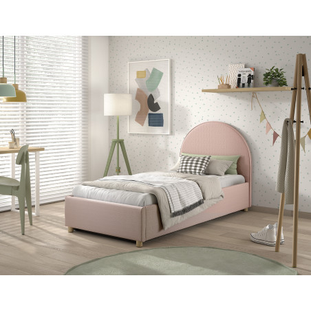 Lit coffre lit bouclé SHEETA 90 x 200 cm - Hévéa, rose
