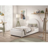 Lit coffre lit bouclé SHEETA 90 x 200 cm - Hévéa, blanc