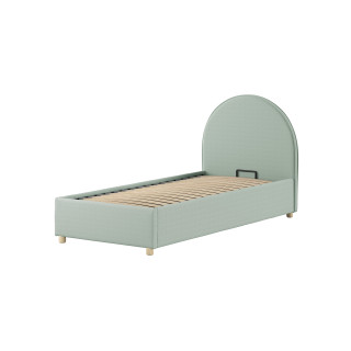 Lit coffre lit bouclé SHEETA 90 x 200 cm - Hévéa, vert