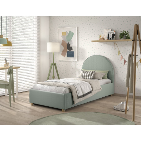 Lit coffre lit bouclé SHEETA 90 x 200 cm - Hévéa, vert
