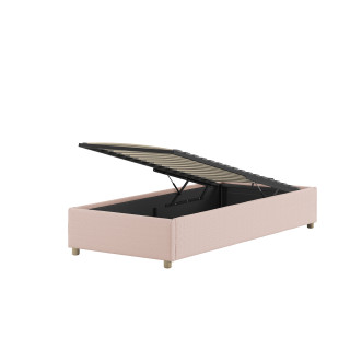 Lit coffre cadre de lit côté long bouclé SHEETA 90 x 200 cm - Hévéa, rose