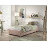 Lit coffre cadre de lit côté long bouclé SHEETA 90 x 200 cm - Hévéa, rose