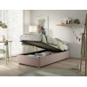 Lit coffre cadre de lit côté long bouclé SHEETA 90 x 200 cm - Hévéa, rose