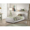 Lit coffre cadre de lit côté long bouclé SHEETA 90 x 200 cm - Hévéa, blanc