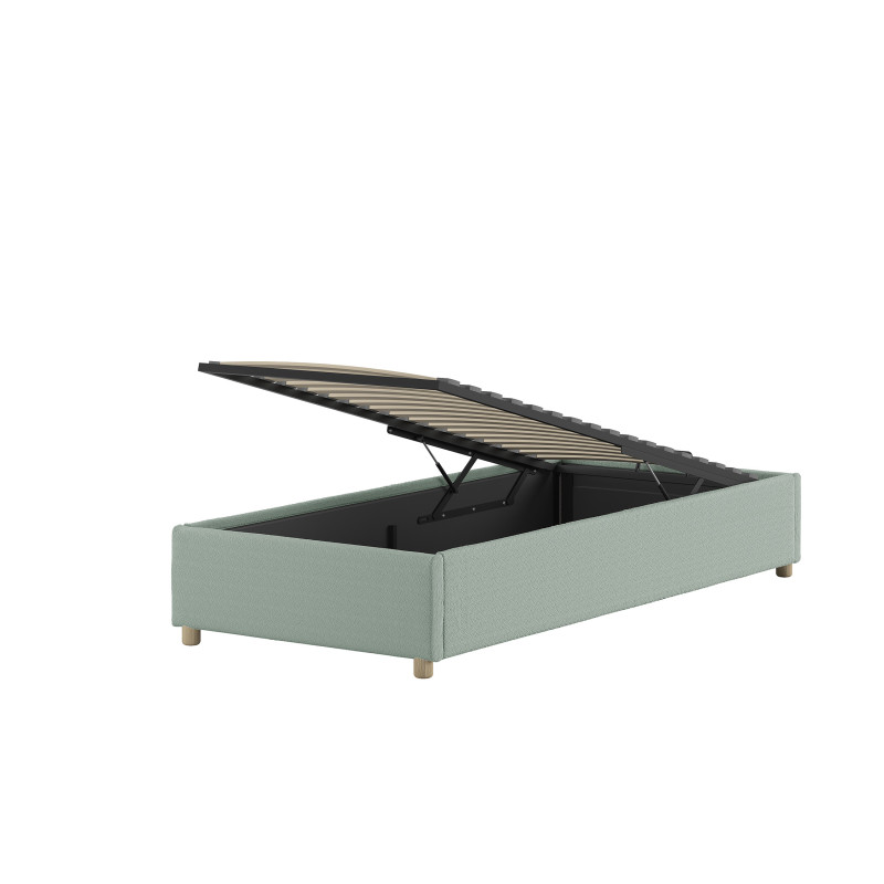 Lit coffre cadre de lit côté long bouclé SHEETA 90 x 200 cm - Hévéa, vert