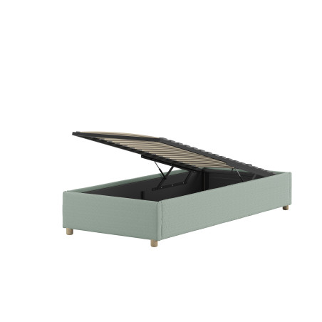 Lit coffre cadre de lit côté long bouclé SHEETA 90 x 200 cm - Hévéa, vert
