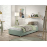 Lit coffre cadre de lit côté long bouclé SHEETA 90 x 200 cm - Hévéa, vert