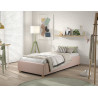 Lit coffre cadre de lit côté court bouclé SHEETA 90 x 200 cm - Hévéa, rose