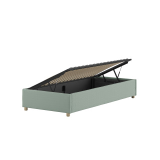 Lit coffre cadre de lit côté court bouclé SHEETA 90 x 200 cm - Hévéa, vert