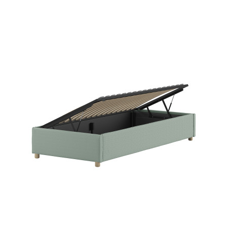 Lit coffre cadre de lit côté court bouclé SHEETA 90 x 200 cm - Hévéa, vert