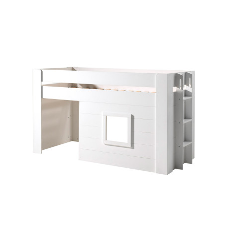 Lit mi-hauteur ERNEST 90 x 200 cm - MDF, blanc